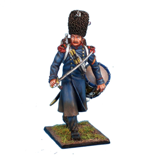 French Old Guard Chasseur Drummer in Greatcoat with Drawn Sword