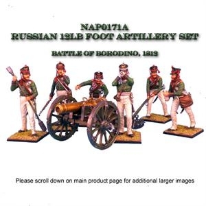 Russian 12lb Foot Artillery Set with 6 Crew - Borodino 1812