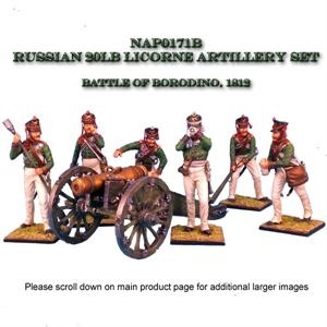 Russian 20lb Licorne Foot Artillery Set with 6 Crew - Borodino 1812