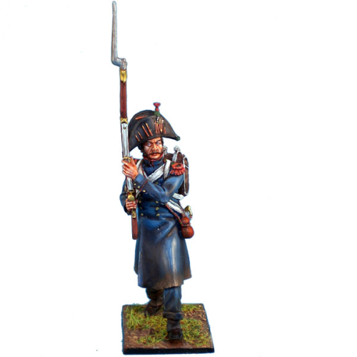 French Old Guard Chasseur at the Ready in Greatcoat and Bicorne