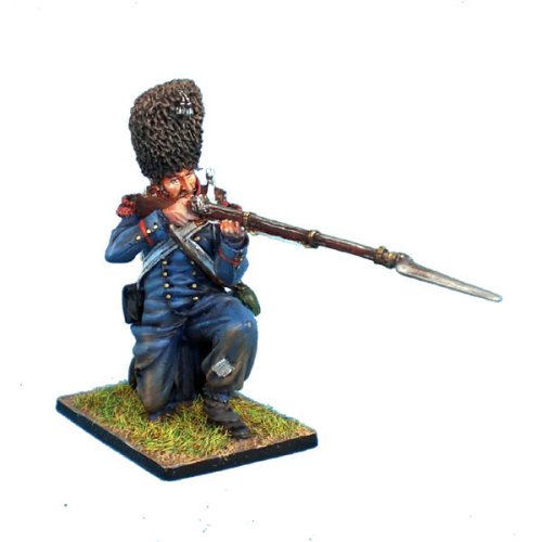 French Old Guard Chasseur Kneeling Firing in Greatcoat and Bearskin