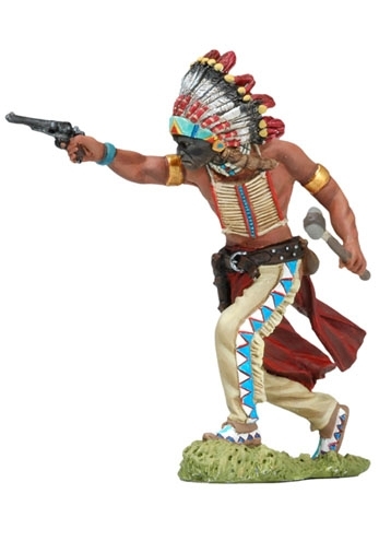 Sioux mit Revolver schiessend