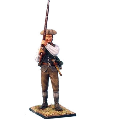 Continental Militia Standing in Waistcoat with Raised Musket