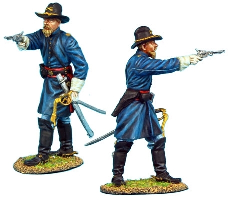 Union Dismounted Cavalry Captain Firing Pistol
