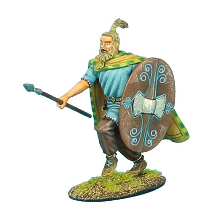 German Warrior Charging with Spear and Quilted Cape