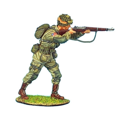 US 101st Airborne Paratrooper Standing Firing with M1 Garand