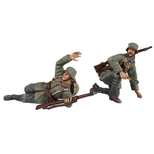 "Attack" - 1916-18 German Infantry Prone Signaling & Kneeling with Grendade