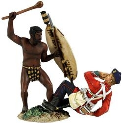 "Overwhelmed" - Zulu Warrior Attacking British 24th Foot with Knobkerri Hand-To-Hand Set