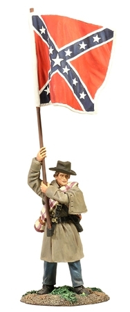 Confederate Infantry Flagbearer in Winter Clothing, Army of Northern Virginia Flag, at Rest