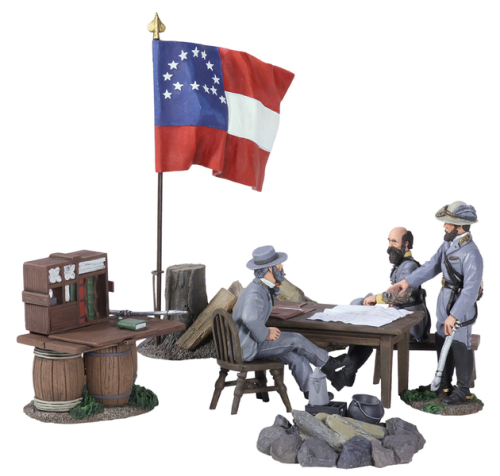 "Decisive Day" - Confederate Generals Lee, Ewell and Early with table, map, chairs and Lee's
