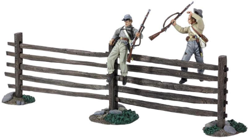 "Up and Over" - Two Confederate Infantry with Turnpike Fence Sections