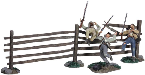 "A Grim Harvest" - Three Wounded Confederate Infantry and Trunpike Fence Sections