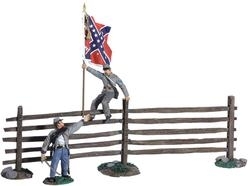 "Passing the Colors" - Confederate Infantry Officer and Color Sergeant with Turnpike Fence