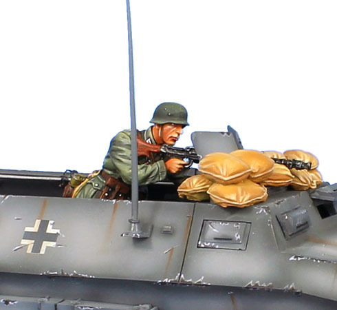 German Soldier Firing 251 MG - Gray Helmet