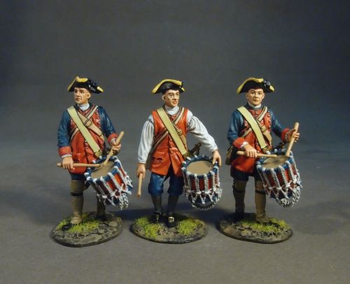 THE RAID ON ST. FRANCIS 1759, THE NEW JERSEY PROVINCIAL REGIMENT, DRUMMERS, (3 pcs)