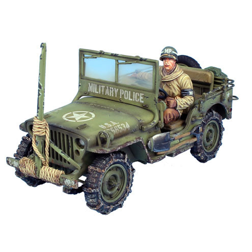 US Military Police Willys Jeep with Wire Cutter and Driver