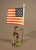 CONTINENTAL ARMY, THE 2nd NEW YORK REGIMENT, INFANTRY OFFICER, WITH NATIONAL COLOURS. (3pcs)