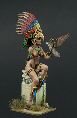75mm Fantasy "Aztekische Priesterin mit Vogel" Resin Kit