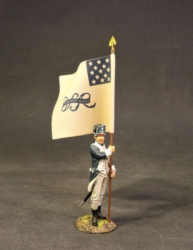 THE CONTINENTAL ARMY, RHODE ISLAND REGIMENT 1781, OFFICER WITH FLAG. (2pcs)