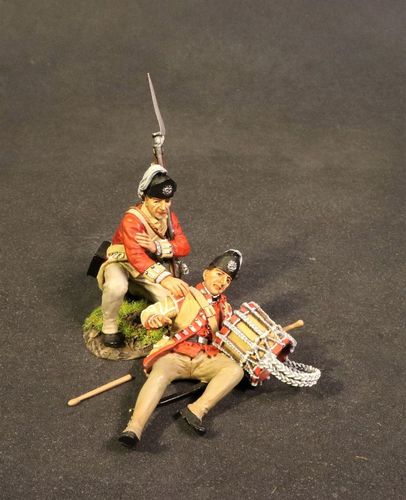 THE BATTLE OF SARATOGA 1777, THE 62nd REGIMENT OF FOOT, Wounded Drummer and Infantry. (3pcs)