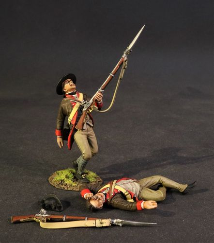 CONTINENTAL ARMY, THE 12th MASSACHUSETTS REGIMENT, 2 WOUNDED INFANTRY. (4pcs)