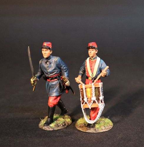 THE 14th REGIMENT, NEW YORK STATE MILITIA 1861-1864 INFANTRY OFFICER AND DRUMMER. (2 pcs)