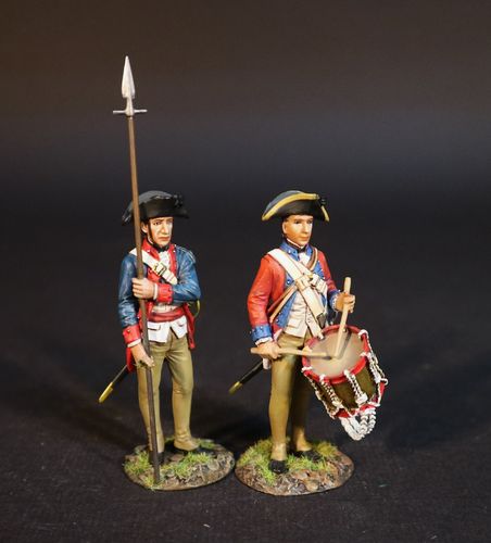 AMERICAN CONTINENTAL LINE INFANTRY, THE DELAWARE COMPANY OFFICER AND DRUMMER. (2 pcs)